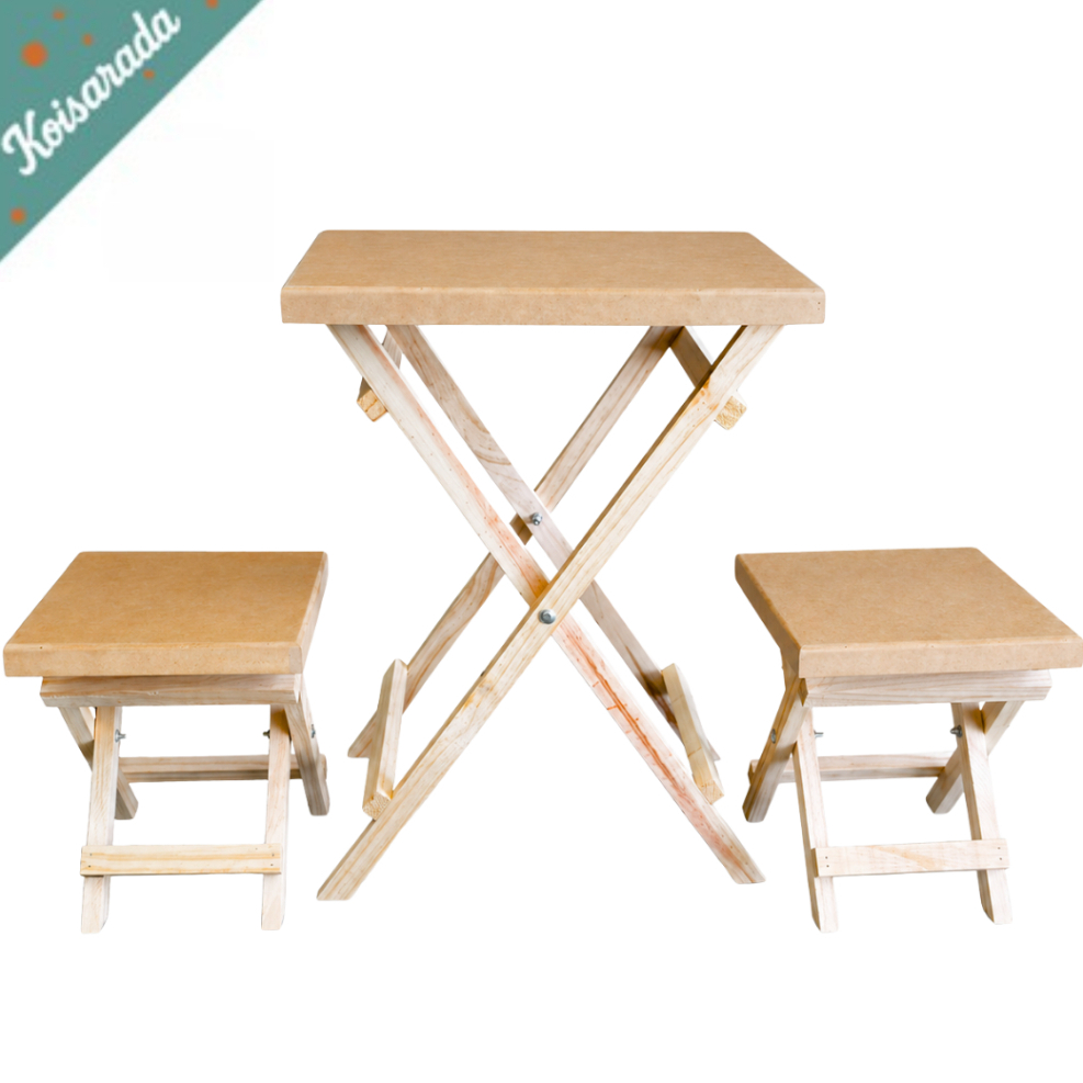 Mesa Infantil Com Banquinho em Pinus Mesinha Desmontável MDF Atividades Refeições Brincadeiras