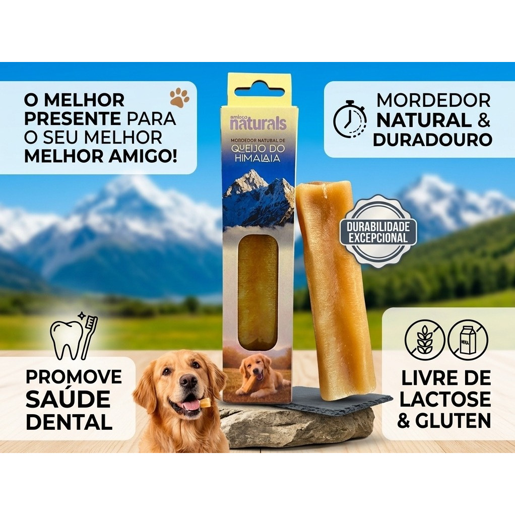 Mordedor Natural Queijo do Himalaia Yak Amicus - Durável e Saudável para Cães