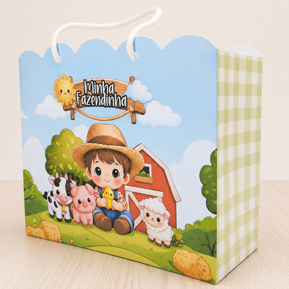 Sacolinha Personalizada Fazendinha Menino Lembrancinha Festa Infantil