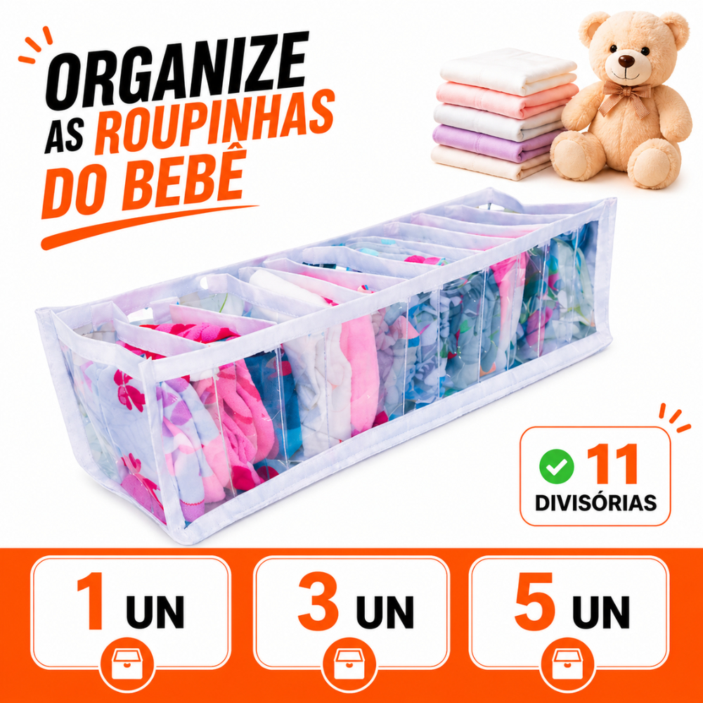 Colmeia Organizadora "P1- P2 - M" Bebe Gaveta Roupas Body Meia Divisória 11 Nichos