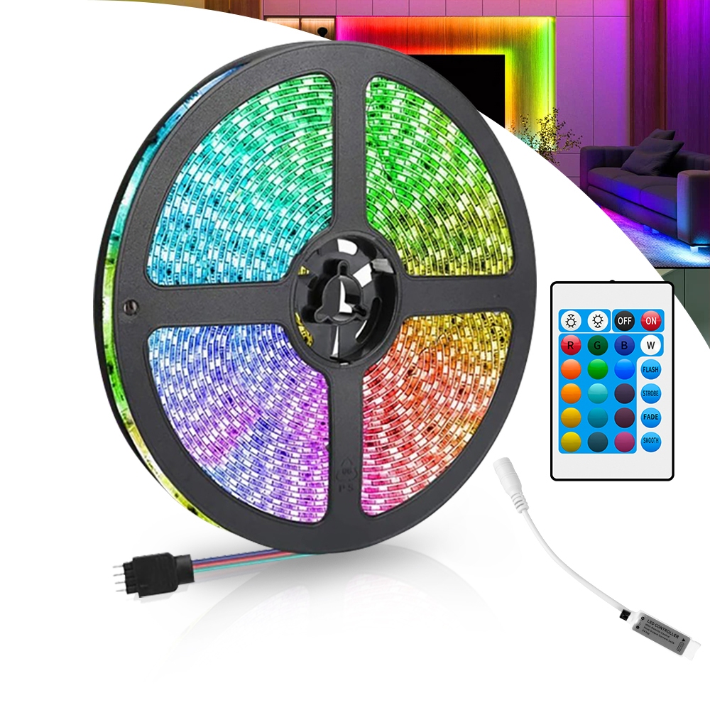 Fita Led Rgb 3528 ULTRA Colorida 5m 12V Bivolt 5M a 15M Com e Sem Fonte Decoração Casa Teto Vitrine