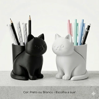 Estojo Porta lápis canetas pinceis acessórios escolar escritório em formato de gatinho