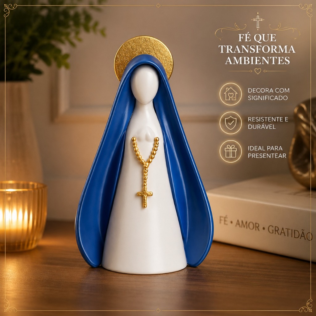 Imagem Nossa Senhora Aparecida Decorativa Artesanal Enfeite Religioso 3D 8cm