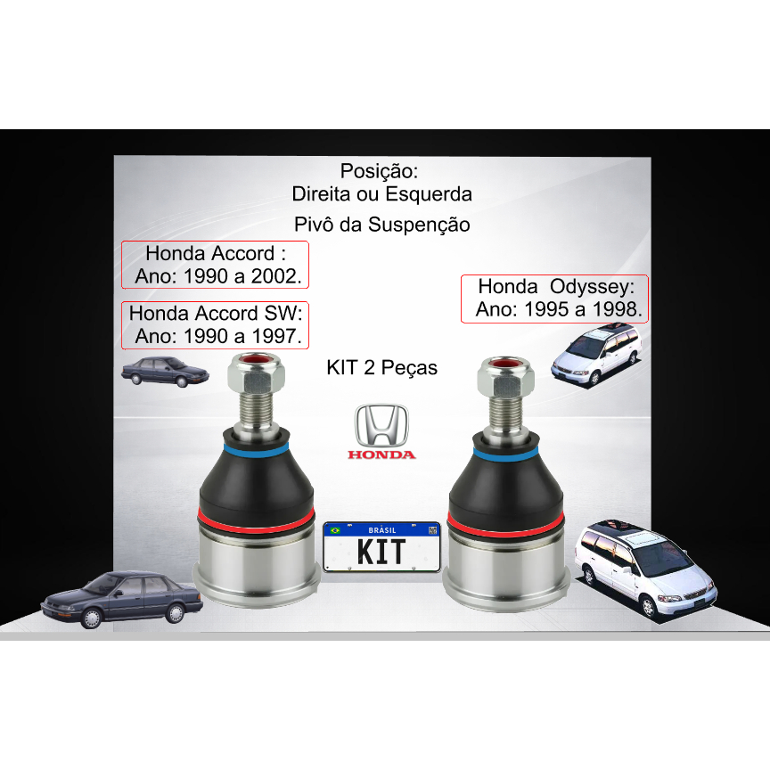 Kit 2x Pivô Inferior Honda >Accord 1990 a 2002 >Accord Sw 1990 a 1997 >Odyssey 1995 a 1998