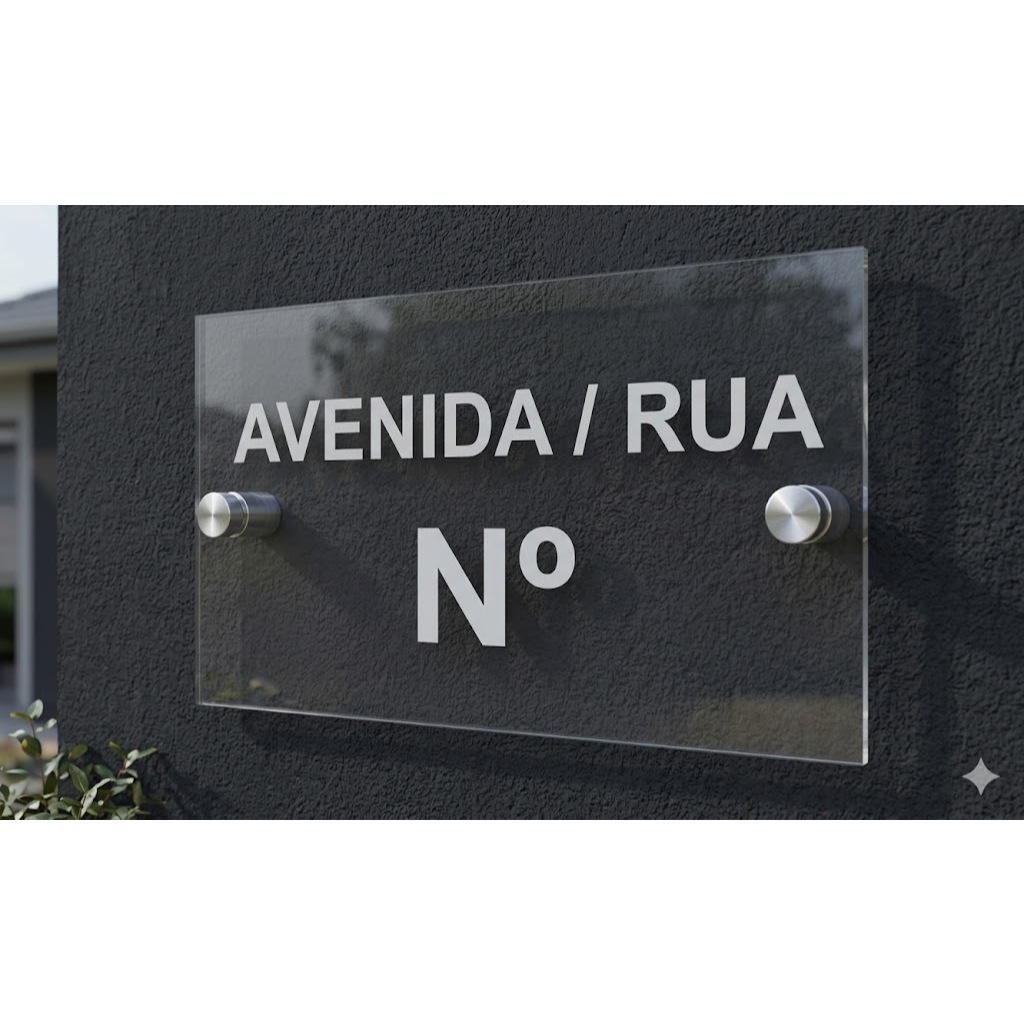 Placa Endereço Acrílico 25x15cm 4mm Residencial Casa Comércio