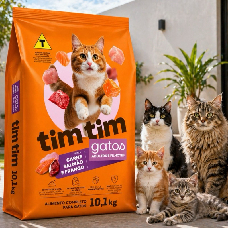 Tim Tim Cat Premium 10kg Ração para Gatos Adultos e Filhotes | Alta Palatabilidade e Economia