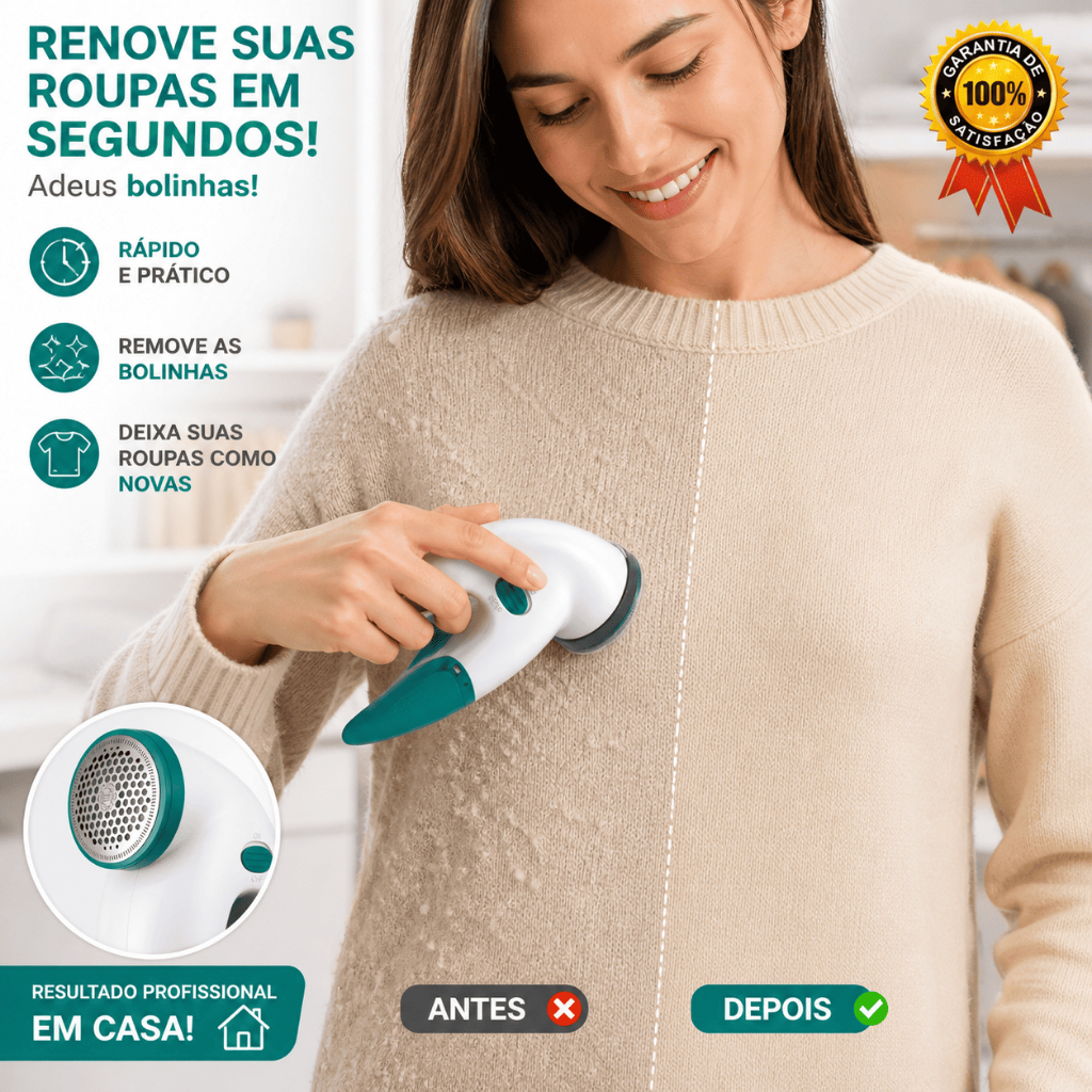Papa Bolinhas Pro Com Compartimento CST0139 Flash Limp Remove Pelos E Fiapos De Roupas