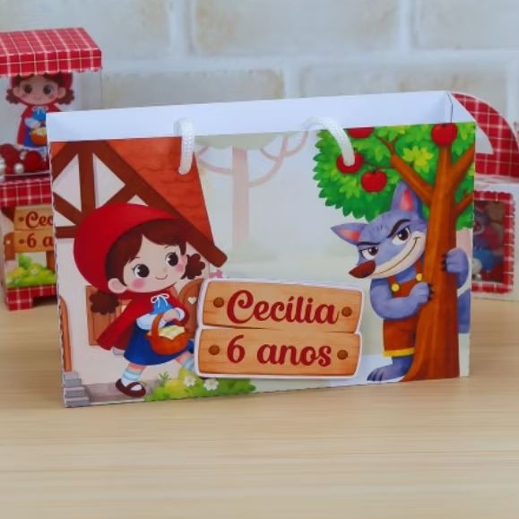 Kit lembrancinhas Festa Infantil Sacolinhas Personalizadas chapéuzinho vermelho Papelaria personalizada