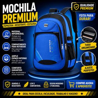 Mochila Masculina Impermeável Grande Reforçada para Notebook Escolar Faculdade Trabalho V…