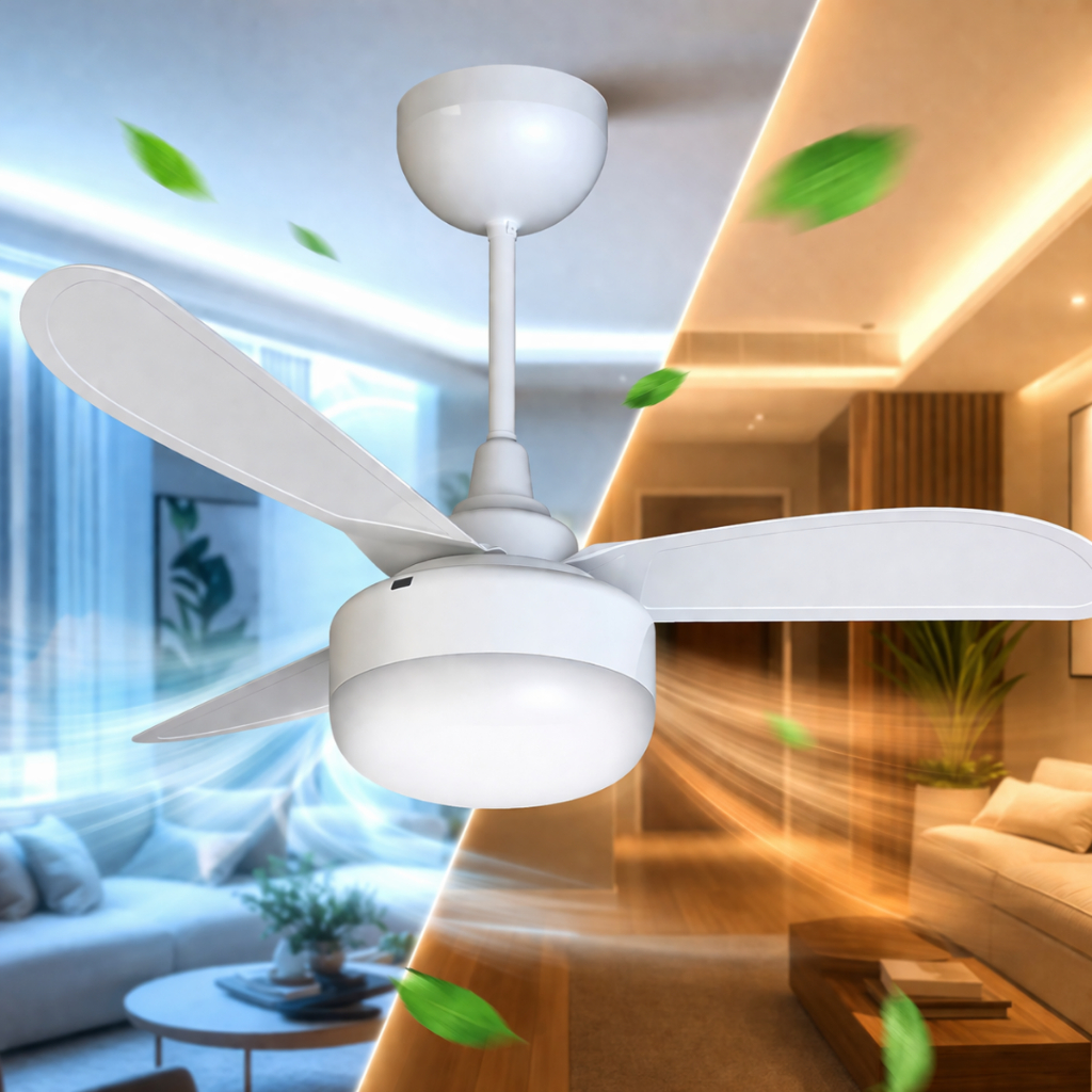 Ventilador de Teto Ventisol Fênix Inverter Branco 3 Pás Bivolt 127V/220V Silencioso Econômico com Controle Remoto LED