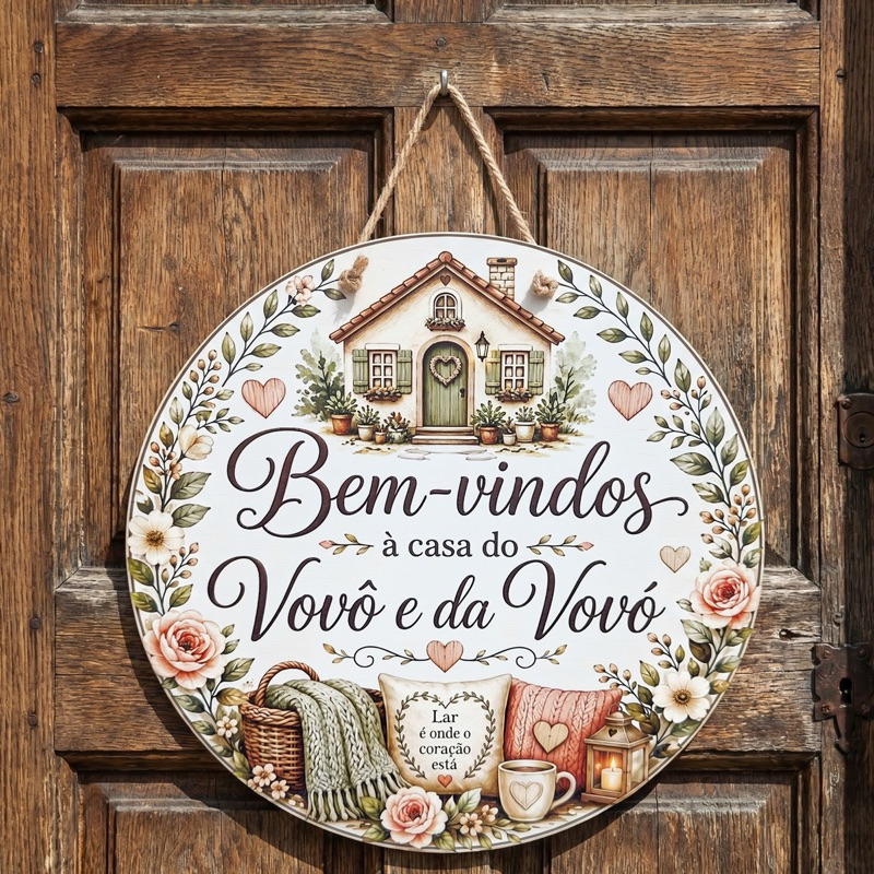 Enfeite Decoração Guirlanda Bem Vindos à casa do Vovô e da Vovó