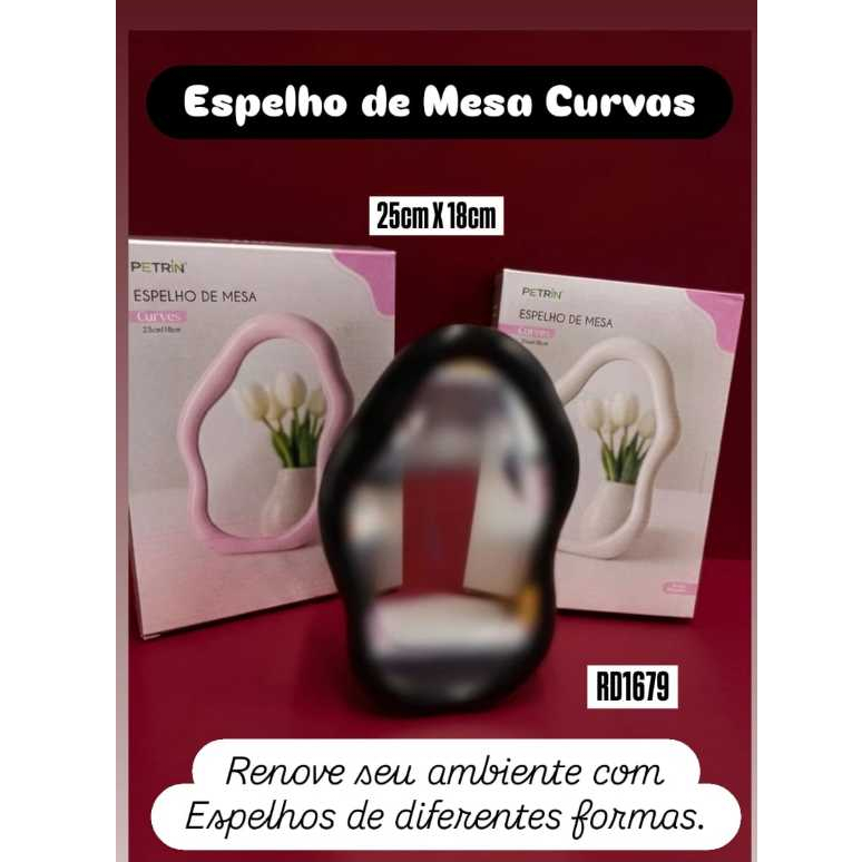 Espelho de Mesa com Curvas 3 Cores Diferentes