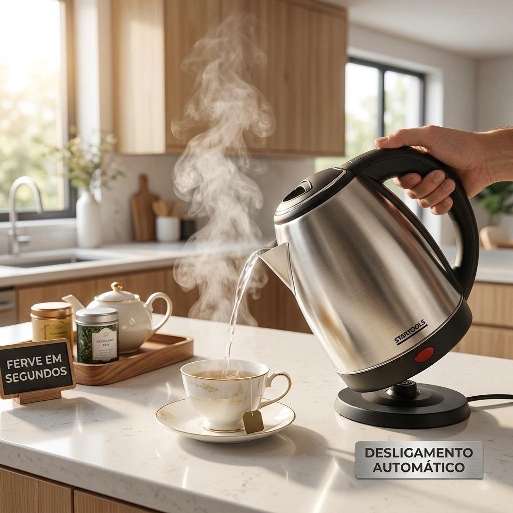 Chaleira Elétrica 2L Inox 220V Ferve Rápido Desligamento Automático Anti-seco
