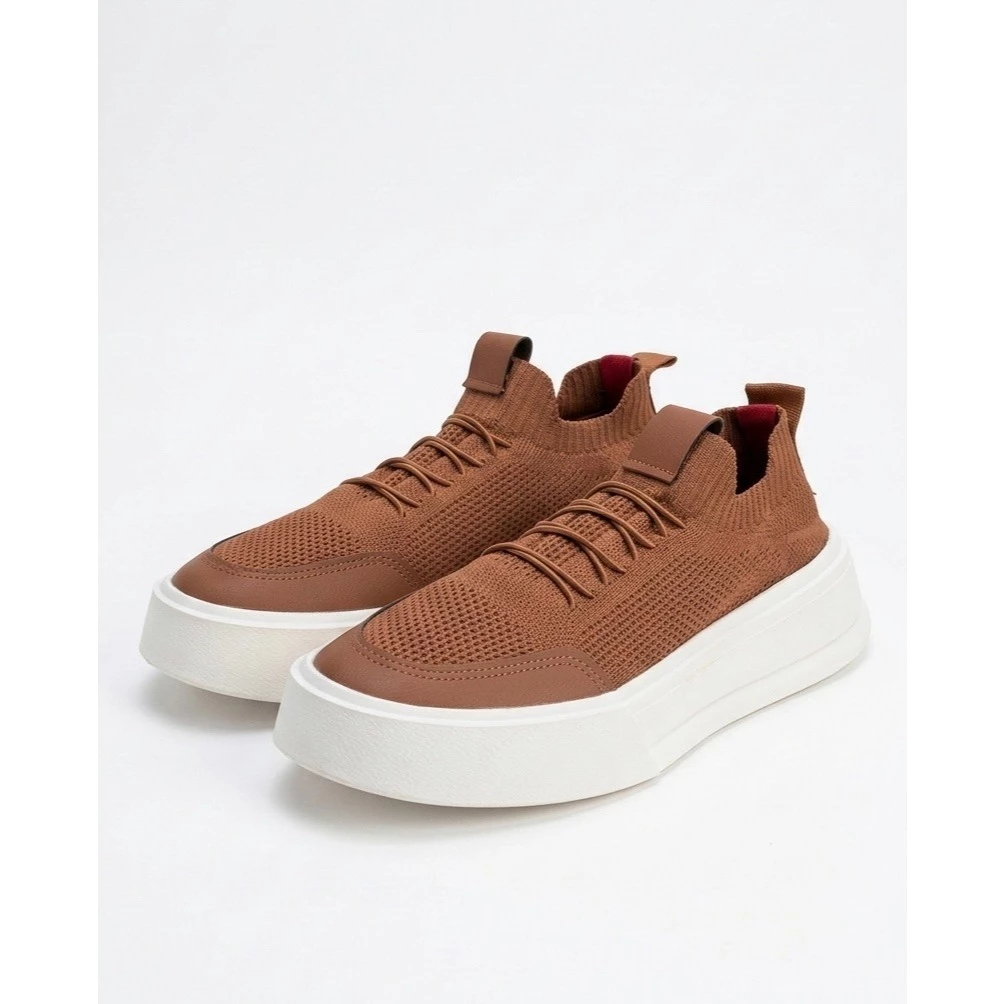 Tênis Masculino Sapato Sem Cadarço Calce Elástico Knit Casual Esporte Fino