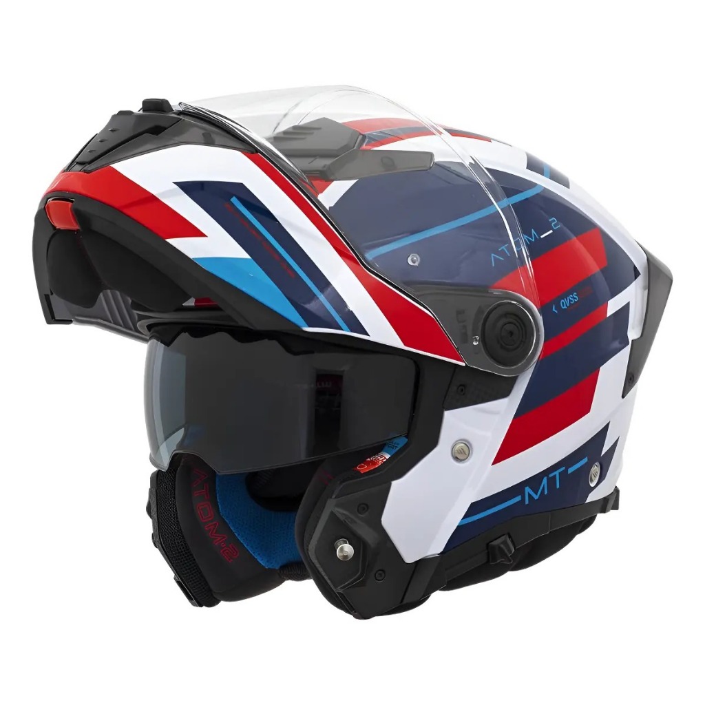 Capacete  Moto Mt Helmets Atom 2 Óculos Interno Escamoteavel Articulado Robocop Masculino Feminino