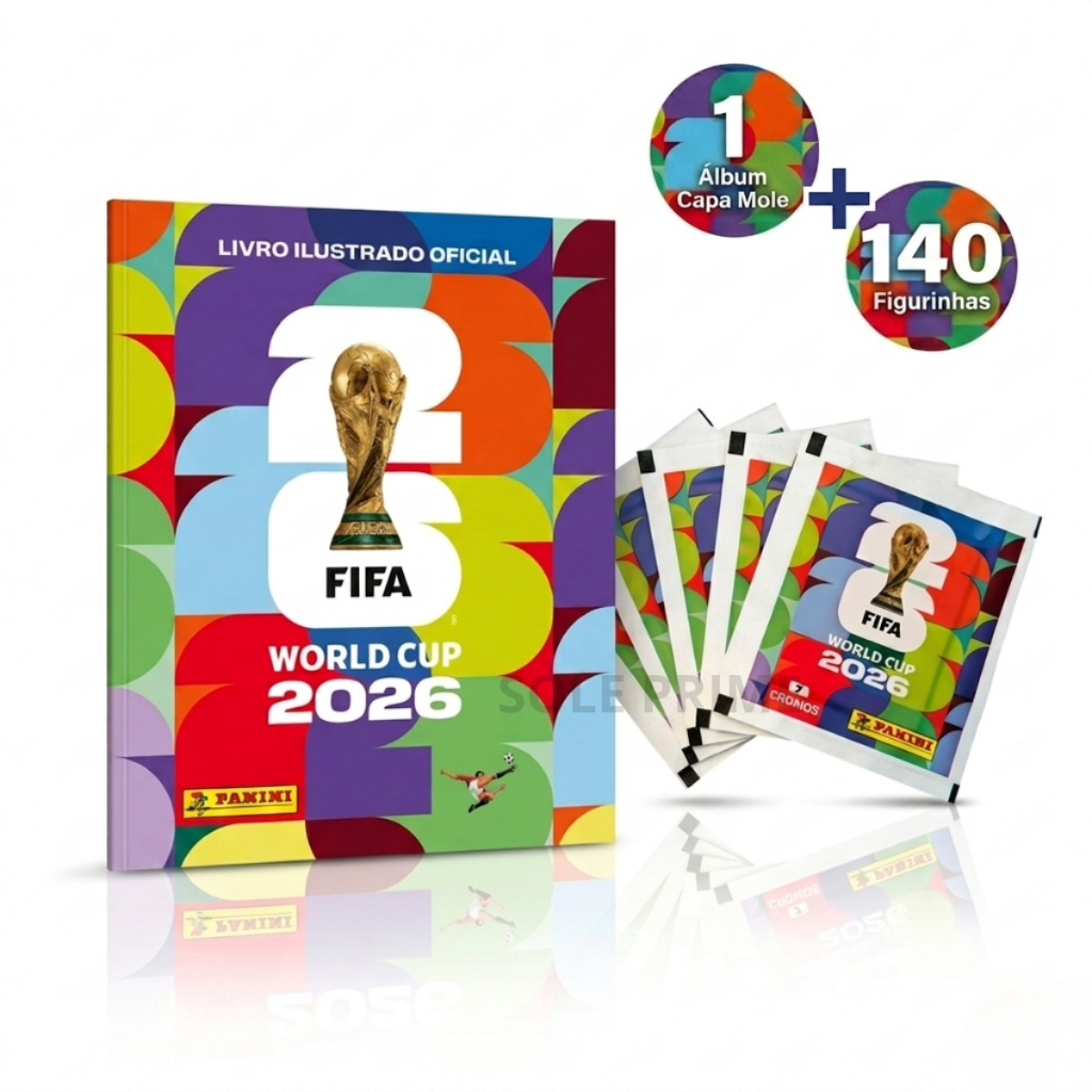 Kit Album Copa do Mundo 2026 + Figurinhas Panini Oficial / Original Licenciado Fifa / 1 Album Capa Mole + Kit Figurinhas