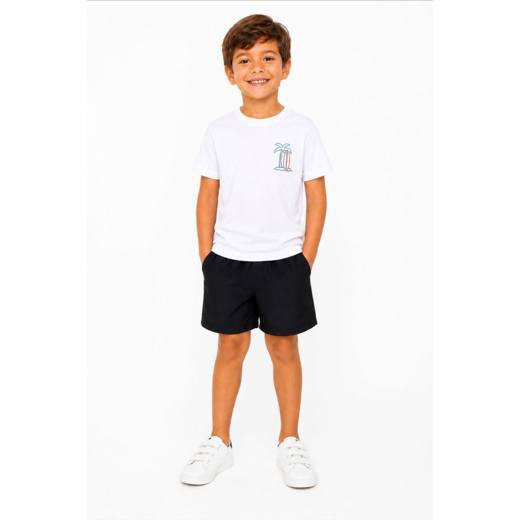 Conjunto Infantil Masculino Camiseta Estampada + Short Tactel Roupa Menino Confortável Moda Infantil 2 Peças