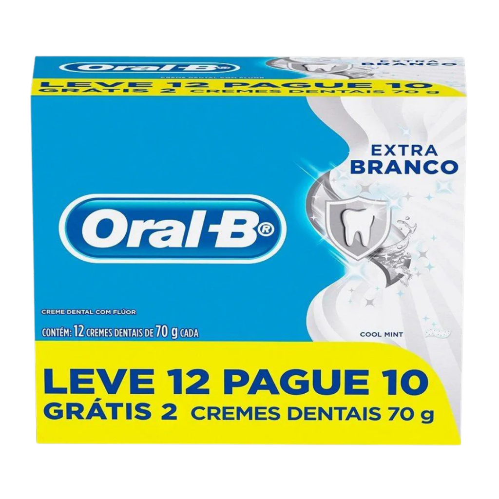 Creme Dental Oral B Branco Pasta de Dentes Pacote 12 X 70G