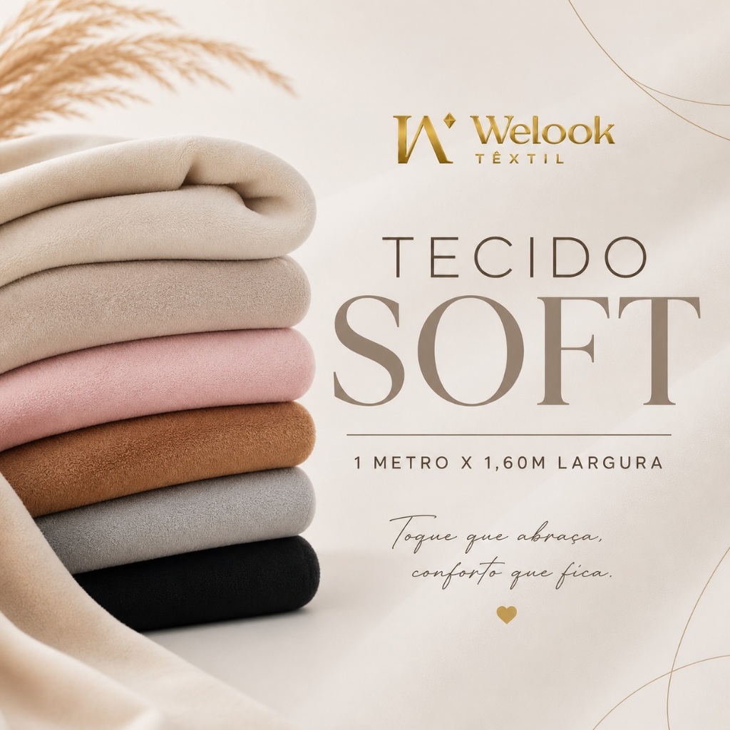 Tecido Soft Liso 1 Metro x 1,60m – 100% Poliéster, Macio, Quentinho e Versátil