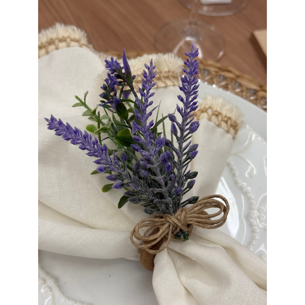 Porta Guardanapo Bouquet de Lavanda - Argola para guardanapo Flor Lavanda