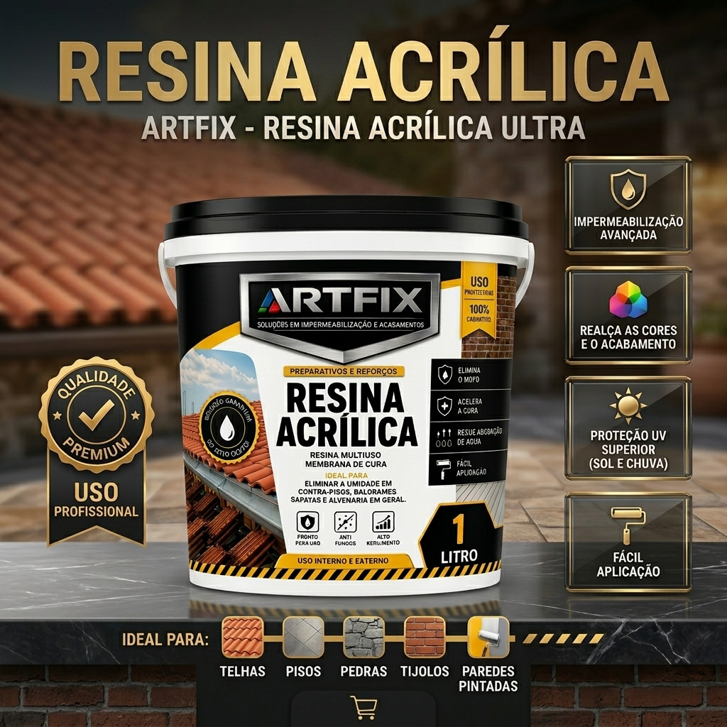 Resina Acrílica 3,6L Impermeabilizante para Piso, Parede, Telhados e Lajes