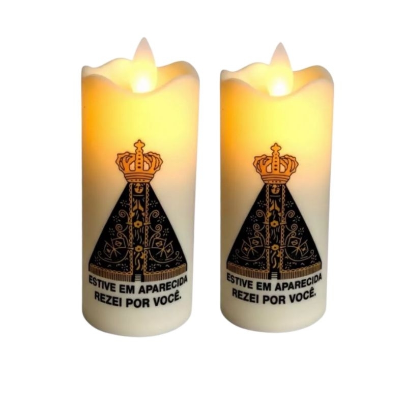 Velas de Nossa Senhora Aparecida de Led Eletrônica 2 unidades com pilha