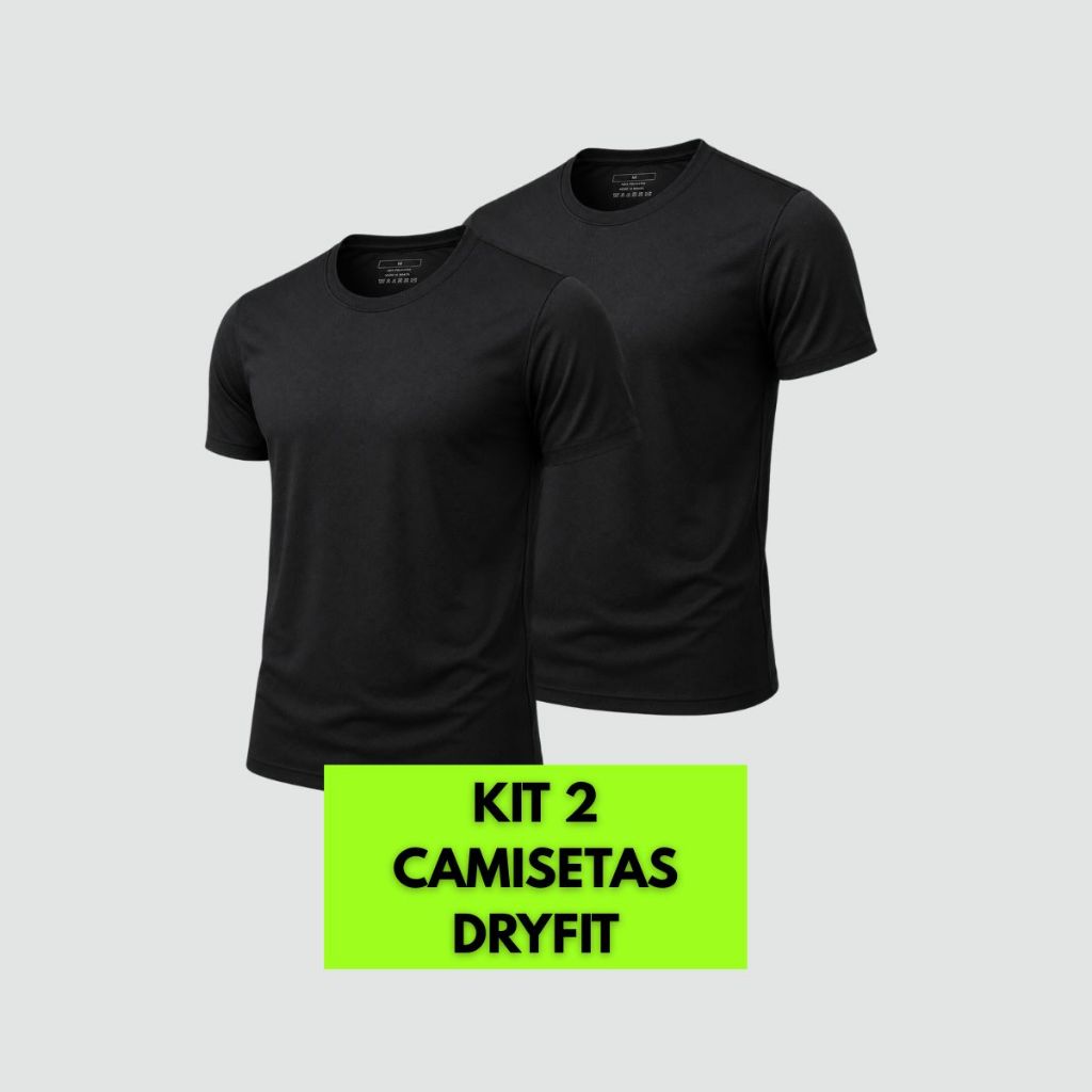 Kit 2 Camiseta Dry Masculina Manga Curta Fitness Academia Corrida CrossFit Poliester Premium