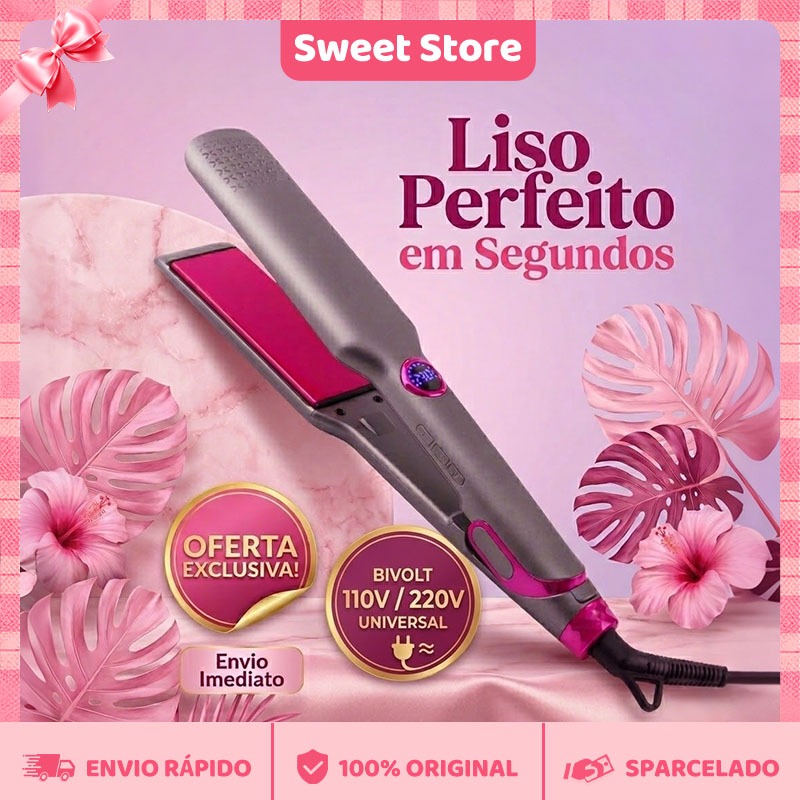 chapinha profissional escova secadora e alisadora Bivolt para Cabelos Lisos e Ondulado