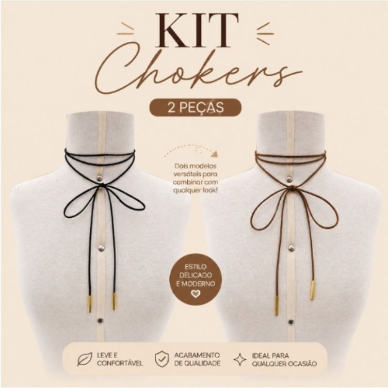 Colar Gravatinha Elegante Exclusivo da Moda, Choker estilo Ana Castella, prático e versátil: faça laços como preferir