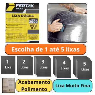 Lixa 2000 D'água Grão Escolha de 1 à 5 folhas Polimento Lixamento Acabamento fina Farol Plástico