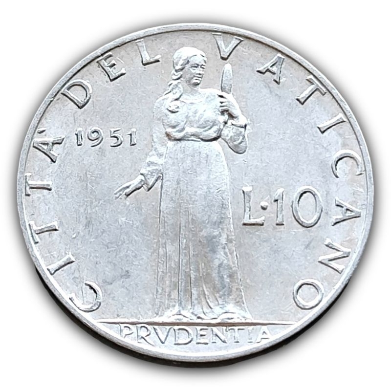 Moeda 10 Liras 1951 Vaticano Papa Pio XII