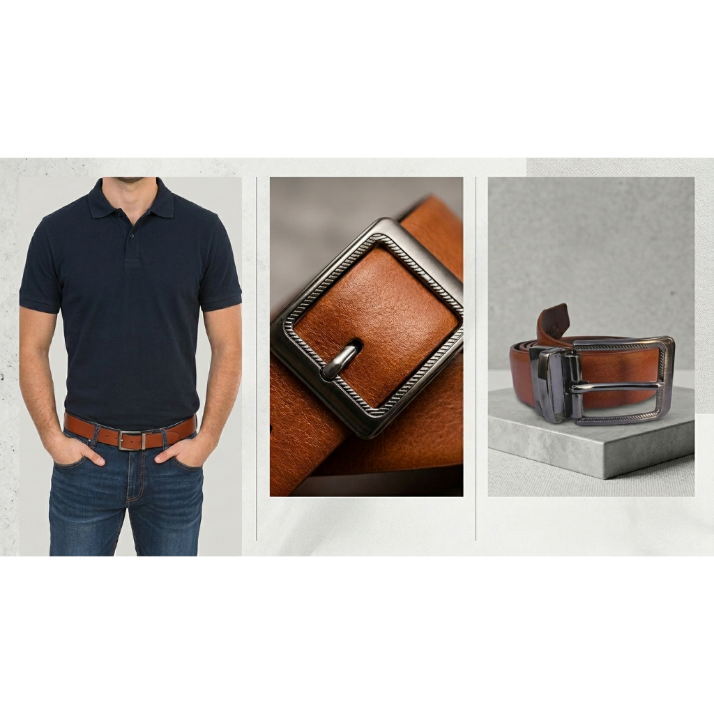 Cinto Masculino Casual Social Ajustável 120cm Preto Marrom Estilo Moderno