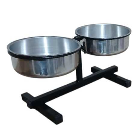 Comedouro ou Bebedouro Pet Duplo Elevado com Regulagem  Para Cachorros e Gatos