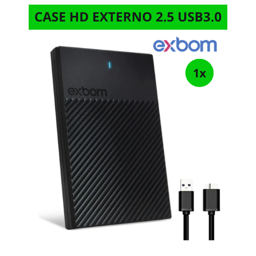 Case Externo Gaveta Hd/SSD 5TB Externo Sata 2.5 Notebook Slim USB 3.0 5Gbps Cghd-36 Preto Exbom