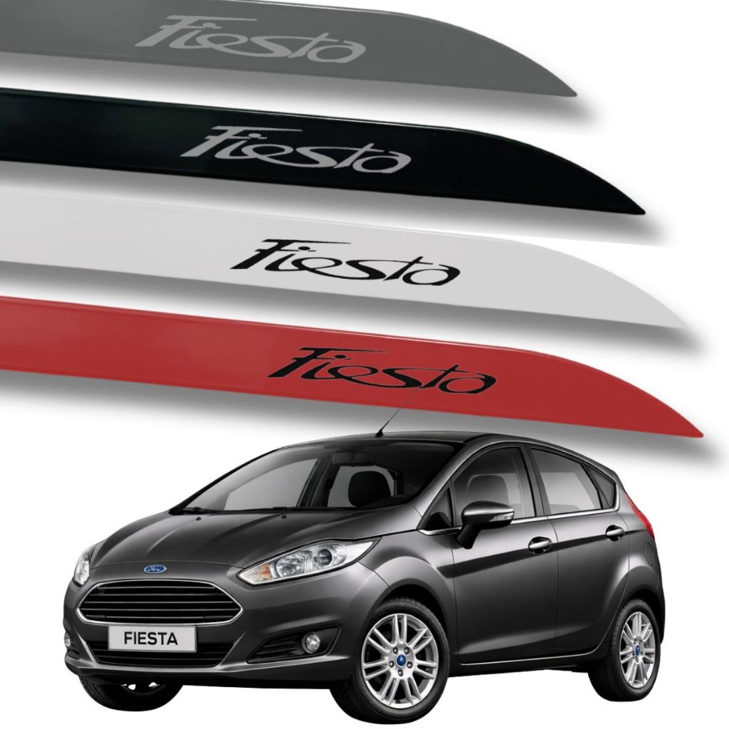 Jogo Friso Lateral New Fiesta Ponta de Faca Grafia Cores Protetor de Porta