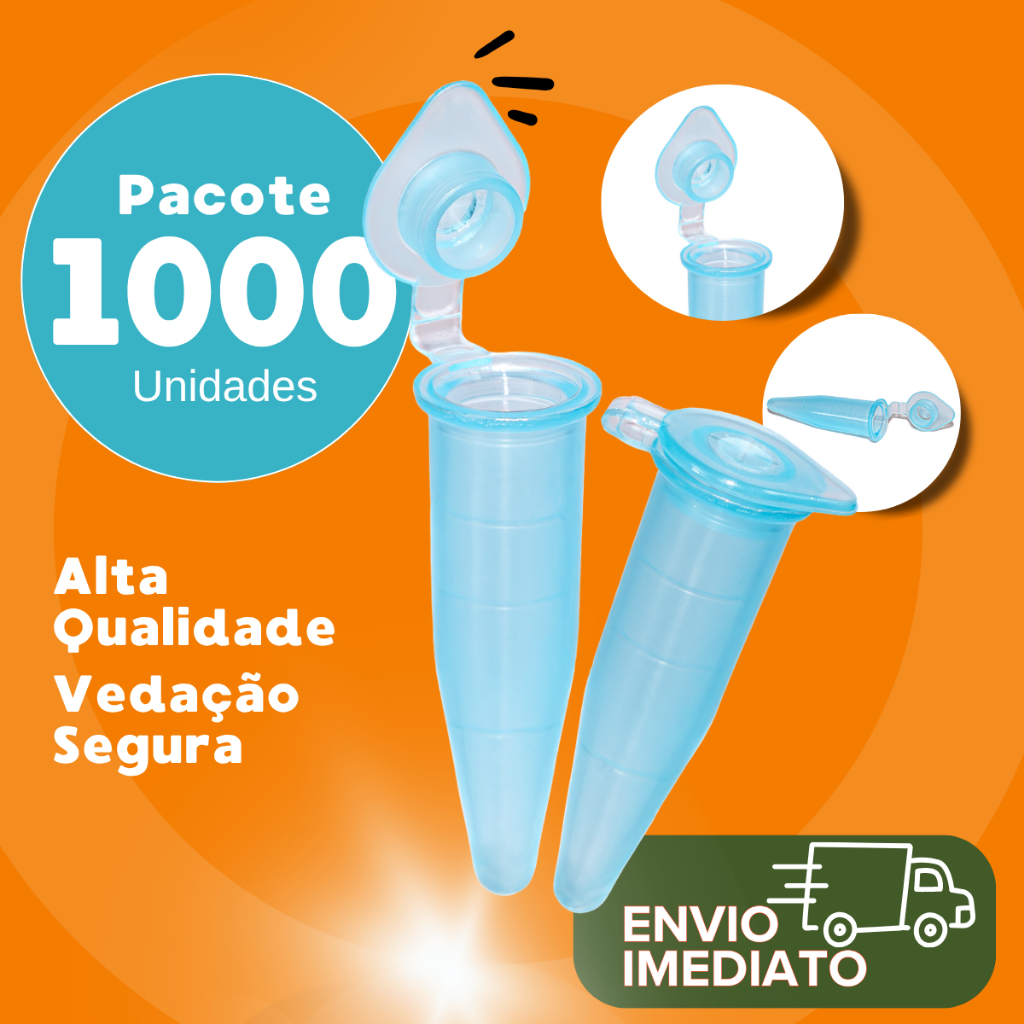 Microtubo 0,78ml Interno 1,5ml Externo Azul Alta Vedação Pacote Com 1000 Unidades