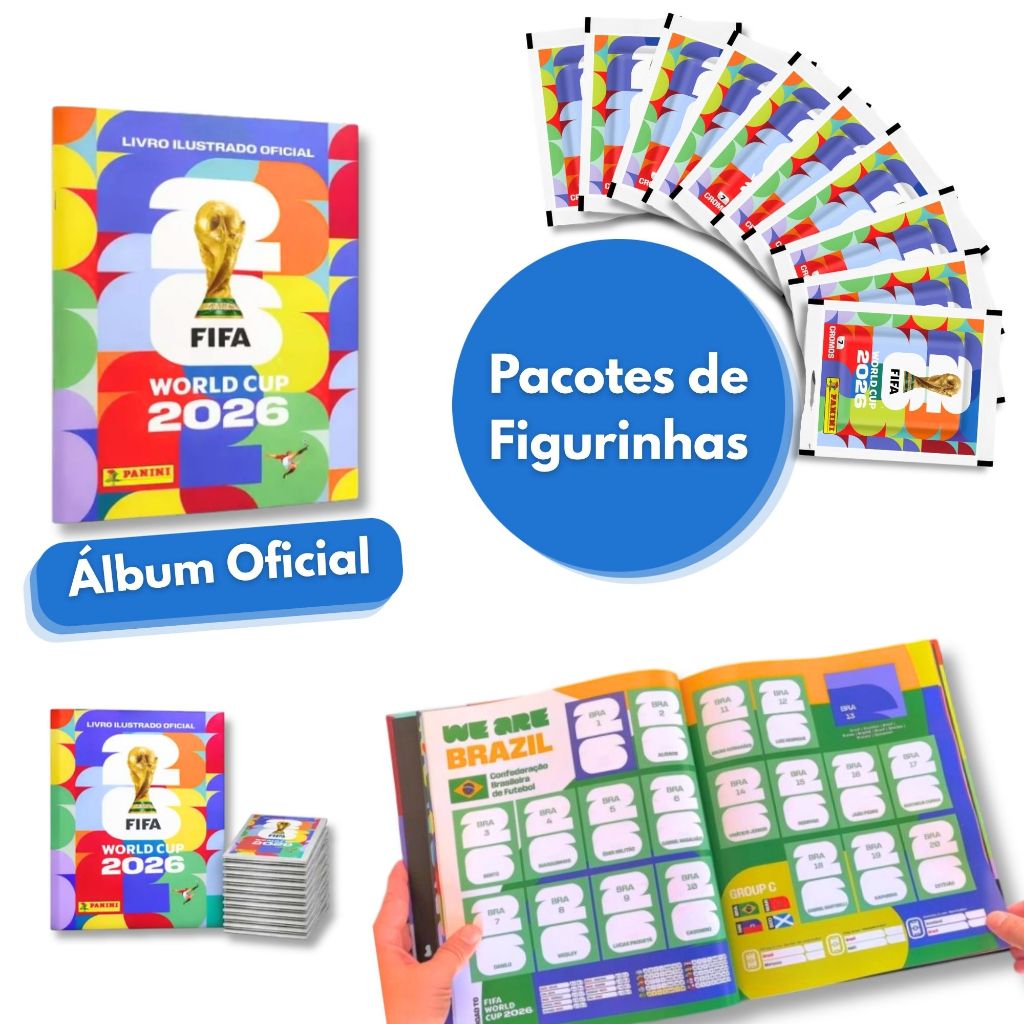 Album Capa Mole Brochura + Figurinhas Copa Do Mundo FIFA 2026 Oficial - Panini