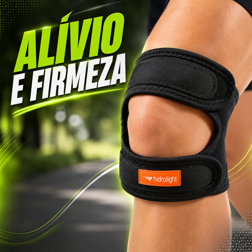 Joelheira Ortopédica Sub Patelar Hidrolight Ajustável em Neoprene Preta para Joelho Tamanho Único