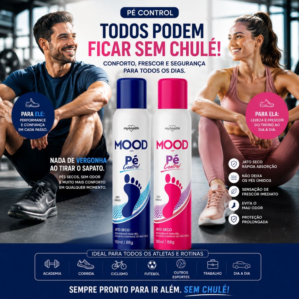 Desodorante Para Pés Mood Pé Control Jato Seco 150ml Controle do Mau Odor e Sensação de Frescor