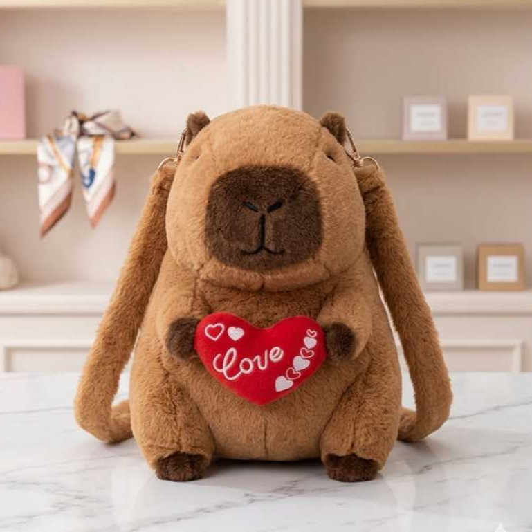 Mochila Capivara de Pelúcia Fofa Bolsa Costas Feminina Unissex Escolar Viagem crianças blackfriday*