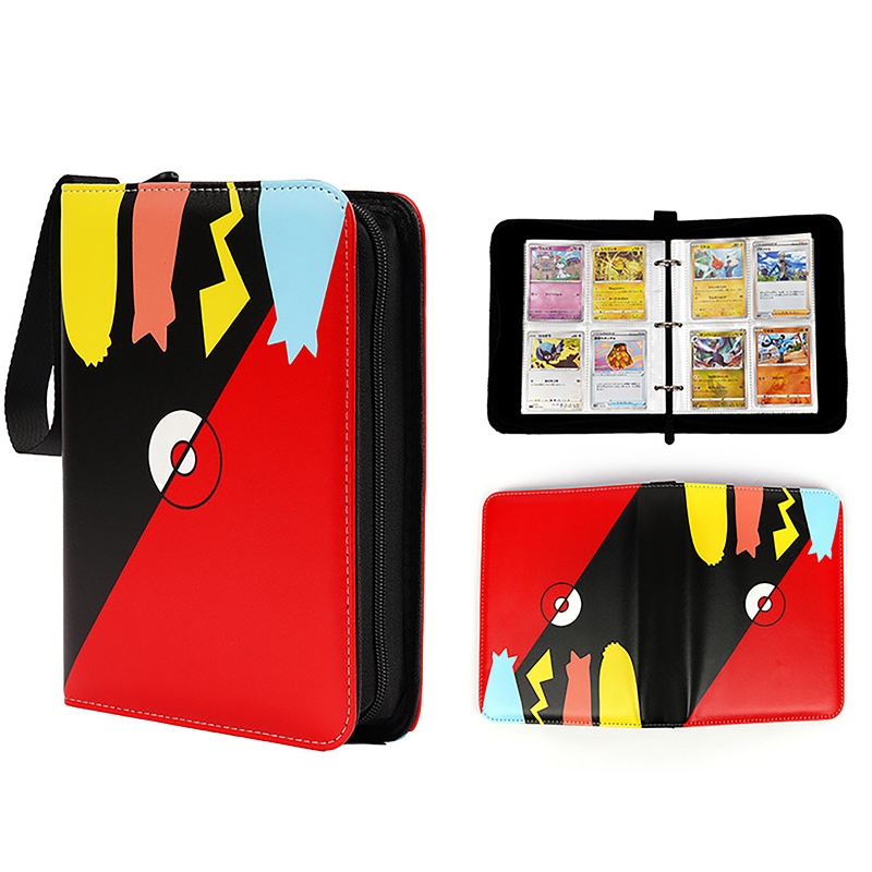Álbum Fichário Pokémon 400/900 Cards com Zíper Capa PU + Veludo | 50 Folhas + 4 Páginas Extras