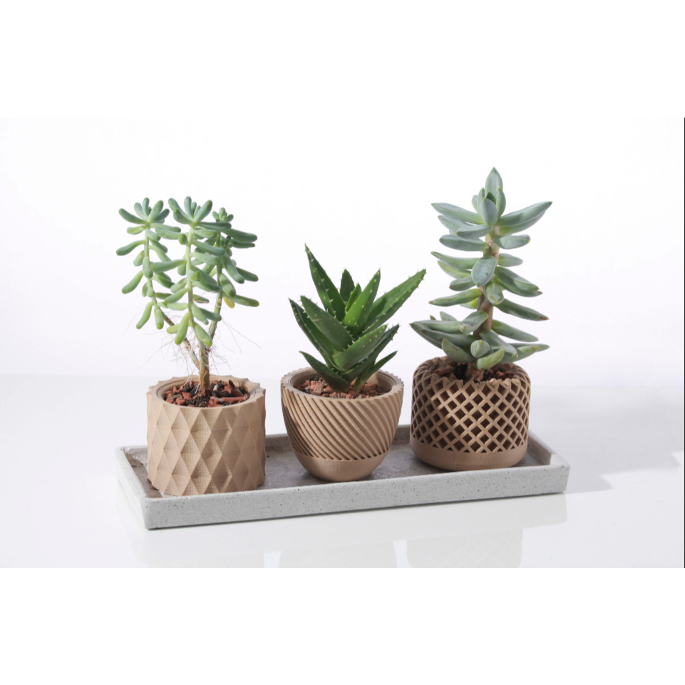 Kit 3 Vasos Para Suculentas Em Impressão 3D Decorativos Modernos Cachepot Para Mesa Escritório Sala