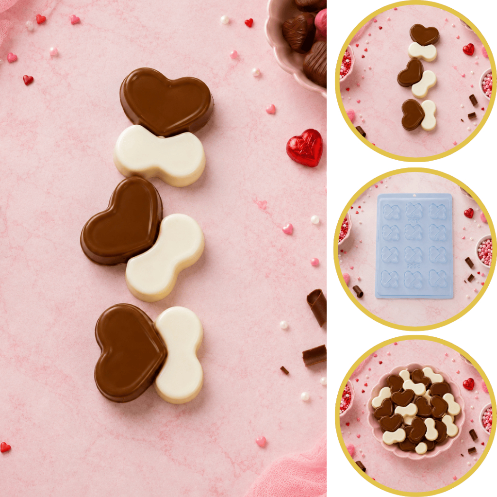 1~10 Forma Simples Bombom 2 Corações 9354 em Acetato BWB Para Bombom e Doces de Chocolate (CHOCO)