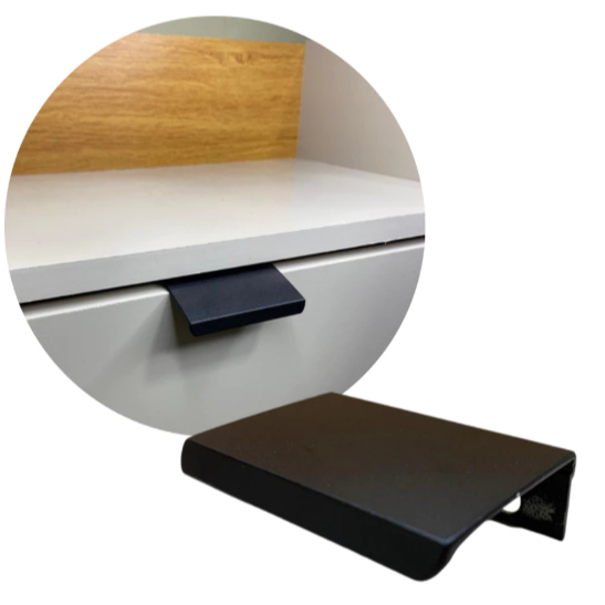 Par de Puxadores para Moveis Alumínio Slim Mini Para Armário Gaveta Cozinha Porta Madeira Preto 50mm 5cm