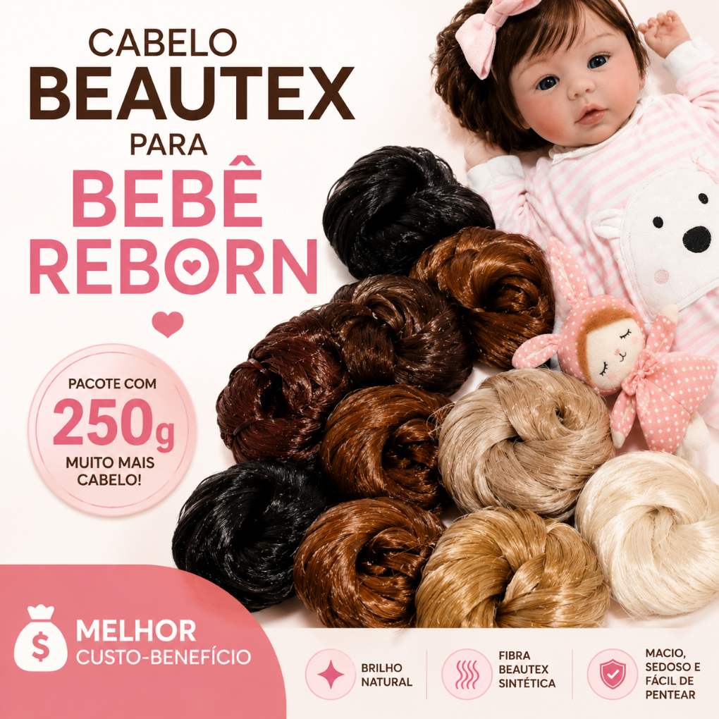 Fio Beautex Para Cabelo Bebê Reborn Pacote 250 Gramas Fibra Alta Qualidade Importador Oficial