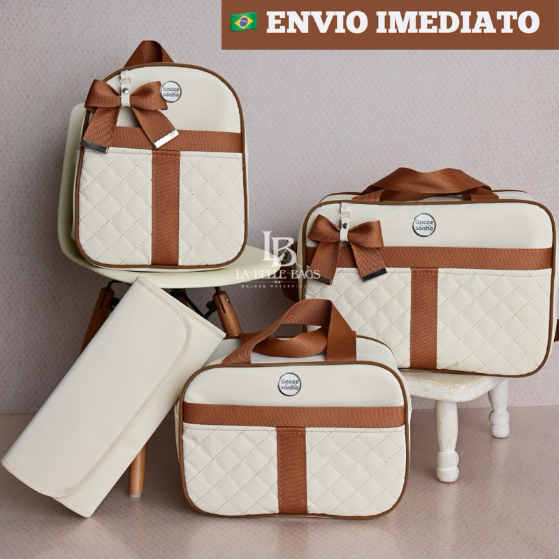 Kit bolsa maternidade 4 peças Luxo para bebê menino/menina kit mala maternidade (AD fita novo)