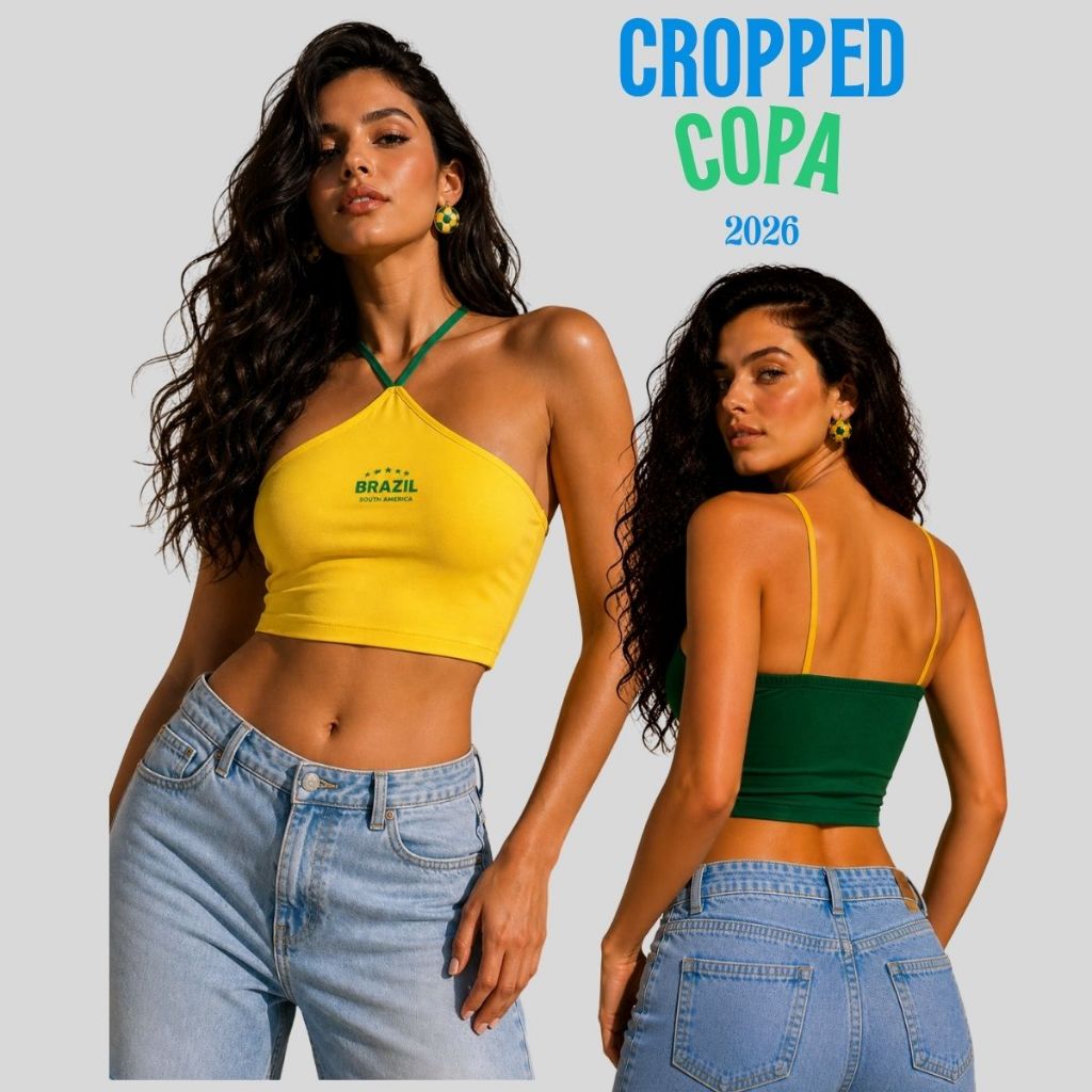 Blusa Feminina Cropped Suplex Copa com Alça - Decote Triangulo