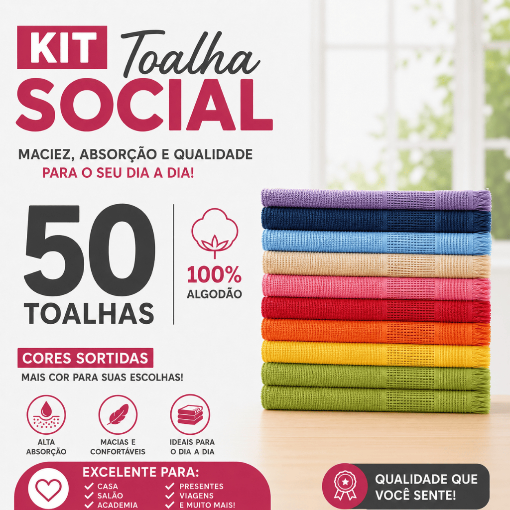 Kit 50 Toalhas de Mão Social 100% Algodão com Franja para Bordar 21x33cm Toque Macio Ótima Qualidade