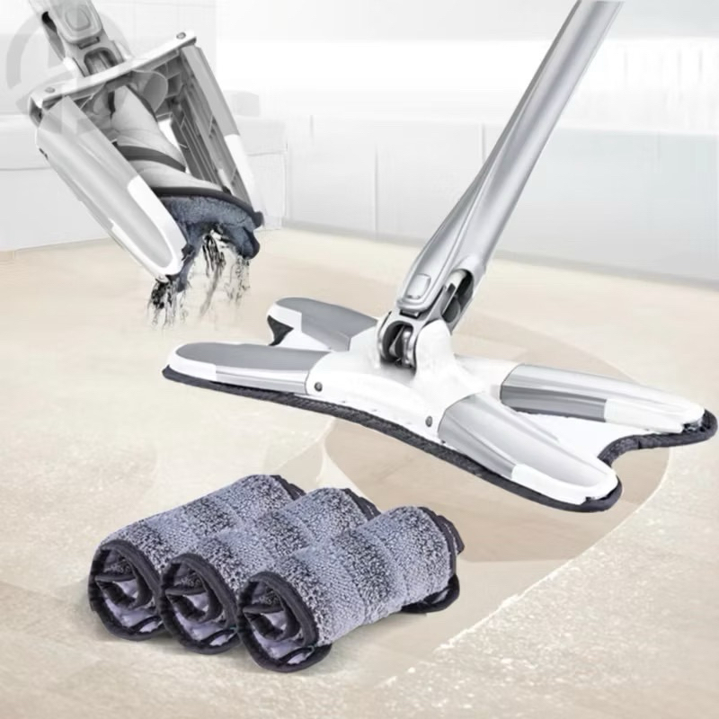 Mop Rodo Esfregão Giratório limpeza em geral Lava E Seca Com cabo removível Extrusão Microfibra-Mop Flat rodo 360°manual