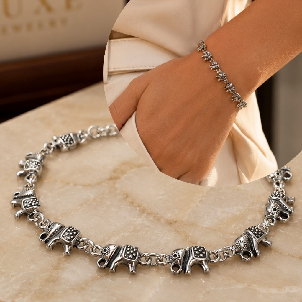 Pulseira Feminina Elefantes Aço Inox Ajustável Resistente À Água Antialérgica Não Escurece